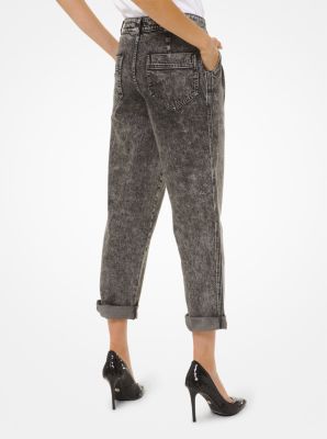 Acid-Wash Stretch Denim Carrot Jeans - Image 3