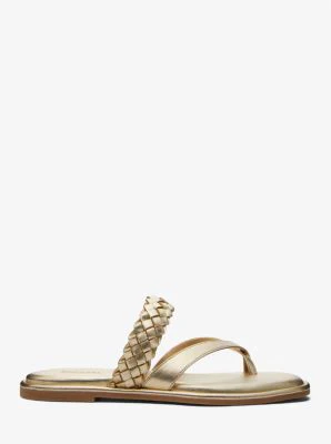 Alba Braided Metallic Faux Leather Slide Sandal - Image 3