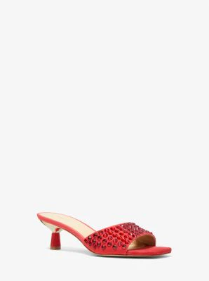 Amal Embellished Faux Suede Kitten Sandal - Image 2