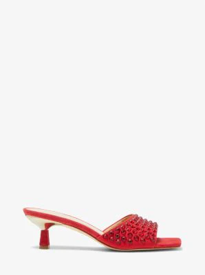 Amal Embellished Faux Suede Kitten Sandal - Image 3
