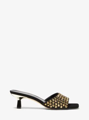 Amal Embellished Faux Suede Kitten Sandal - Image 7