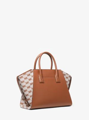Avril Large Leather and Logo Jacquard Satchel - Image 4