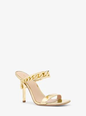 Bianca Embellished Metallic Leather Sandal - Image 6
