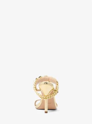 Bianca Embellished Metallic Leather Sandal - Image 8