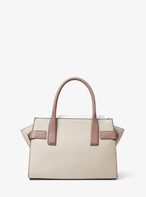 Carmen Small Color-Block Saffiano Leather Belted Satchel - Image 21