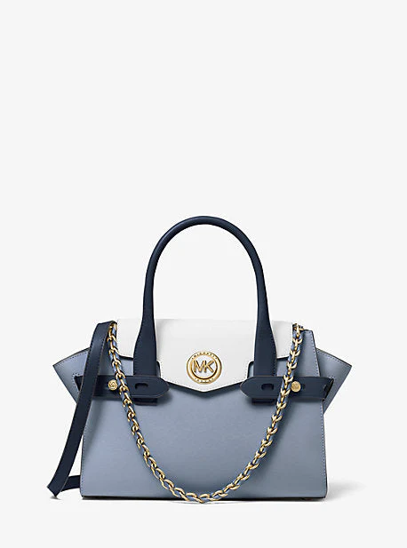 Carmen Small Color-Block Saffiano Leather Belted Satchel - Image 8