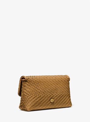 Carole Hand-Woven Leather Foldover Clutch - Image 10