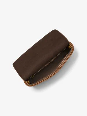 Carole Hand-Woven Leather Foldover Clutch - Image 6