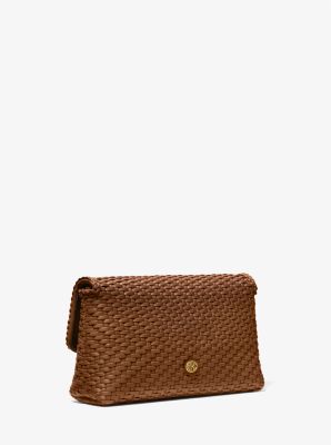 Carole Hand-Woven Leather Foldover Clutch - Image 7