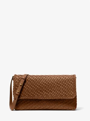 Carole Hand-Woven Leather Foldover Clutch - Image 8