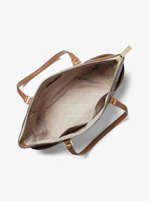 Charlotte Large Logo and Leather Top-Zip Tote Bag - Image 4