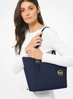 Charlotte Large Saffiano Leather Top-Zip Tote Bag - Image 16