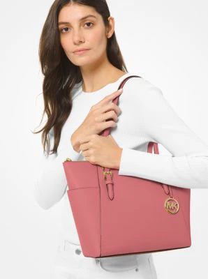 Charlotte Large Saffiano Leather Top-Zip Tote Bag - Image 40