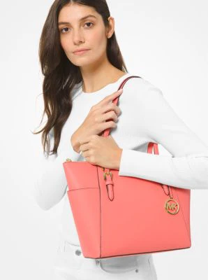 Charlotte Large Saffiano Leather Top-Zip Tote Bag - Image 8