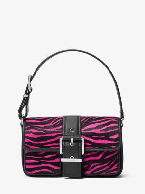 Colby Medium Zebra Print Calf Hair Shoulder Bag - Image 7