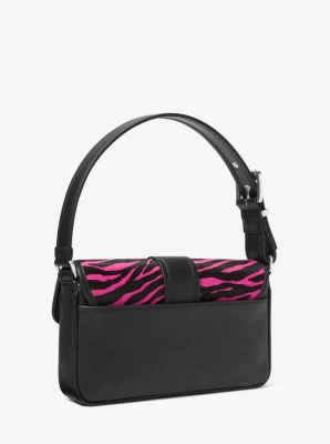 Colby Medium Zebra Print Calf Hair Shoulder Bag - Image 9