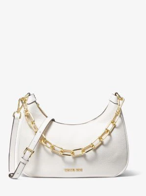 Cora Large Pebbled Leather Chain-Link Crossbody Bag - Image 2