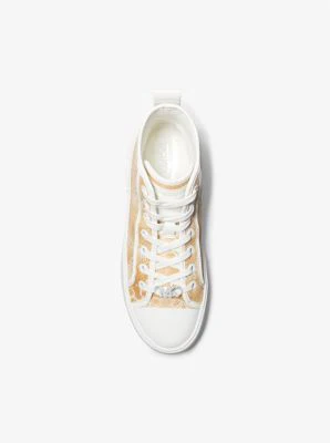 Evy Empire Logo Jacquard Straw High-Top Sneaker - Image 4