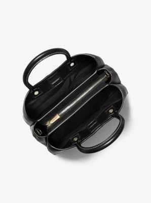Flora Medium Signature Logo and Leather Satchel - Image 11