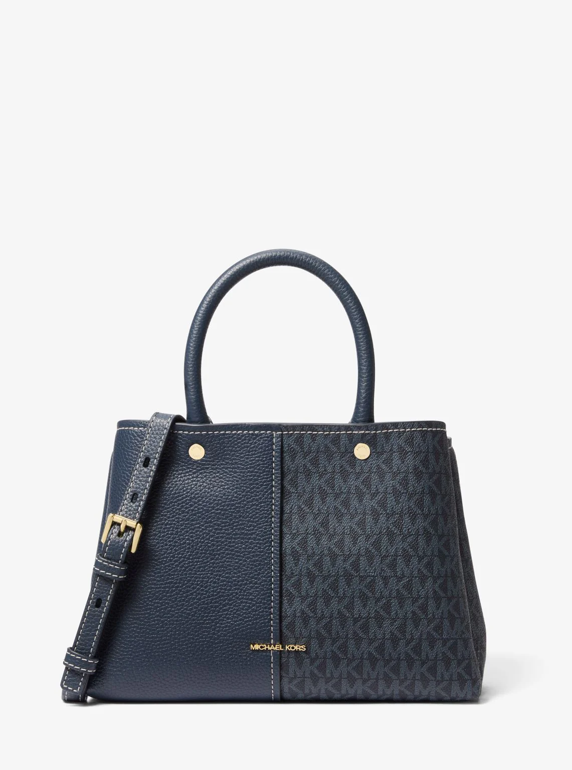 Flora Medium Signature Logo and Leather Satchel - Image 13