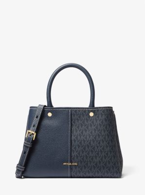 Flora Medium Signature Logo and Leather Satchel - Image 14
