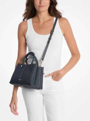 Flora Medium Signature Logo and Leather Satchel - Image 16
