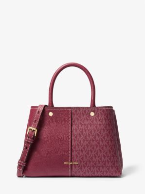Flora Medium Signature Logo and Leather Satchel - Image 18