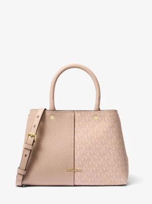 Flora Medium Signature Logo and Leather Satchel - Image 22