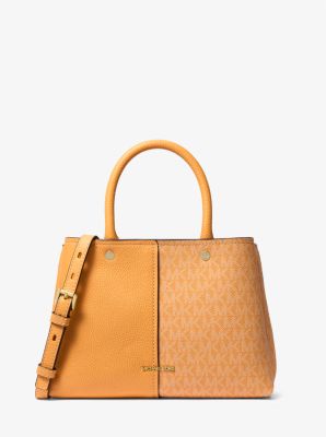 Flora Medium Signature Logo and Leather Satchel - Image 26