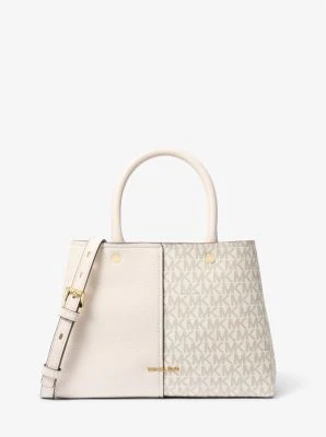 Flora Medium Signature Logo and Leather Satchel - Image 6