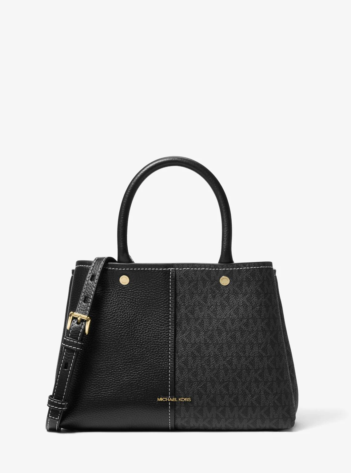 Flora Medium Signature Logo and Leather Satchel - Image 9