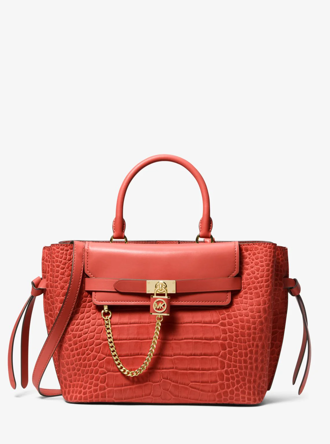 Hamilton Legacy Large Crocodile Embossed Leather Belted Satchel - Image 13