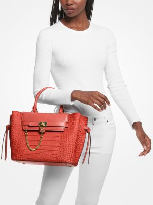 Hamilton Legacy Large Crocodile Embossed Leather Belted Satchel - Image 16