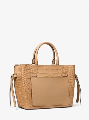Hamilton Legacy Large Crocodile Embossed Leather Belted Satchel - Image 7