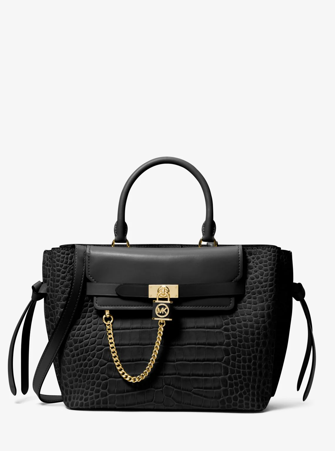 Hamilton Legacy Large Crocodile Embossed Leather Belted Satchel - Image 9