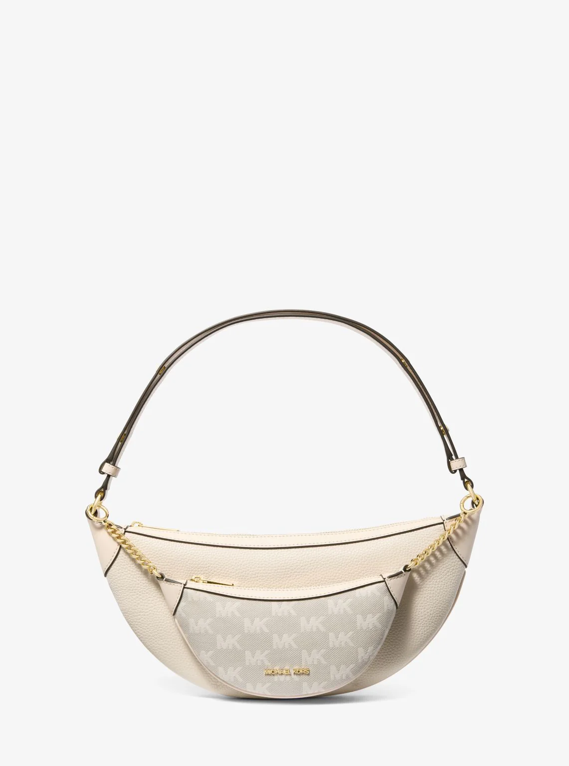Hollis Medium 2-in-1 Pebbled Leather and Logo Jacquard Shoulder Bag