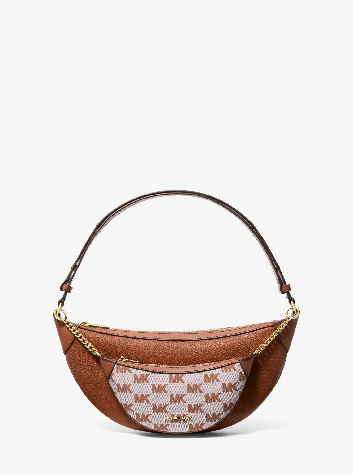 Hollis Medium 2-in-1 Pebbled Leather and Logo Jacquard Shoulder Bag - Image 14