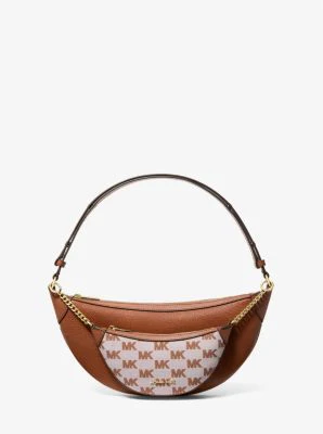 Hollis Medium 2-in-1 Pebbled Leather and Logo Jacquard Shoulder Bag - Image 6