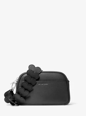 Jet Set Small Leather and Heart Embellished Strap Camera Crossbody Bag - Image 2