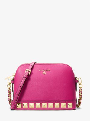 Large Studded Saffiano Leather Dome Crossbody Bag - Image 2