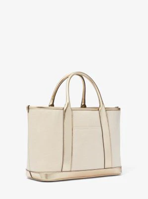 Luisa Medium Cotton Canvas and Metallic Satchel - Image 4