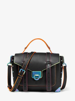 Manhattan Medium Contrast-Trim Leather Satchel - Image 6