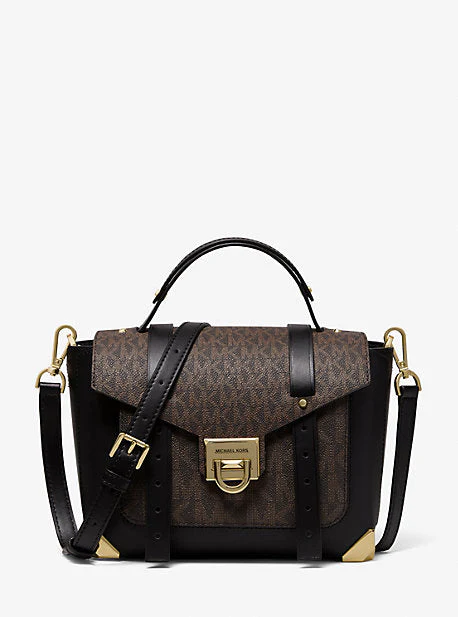 Manhattan Medium Leather and Logo Satchel - Image 16