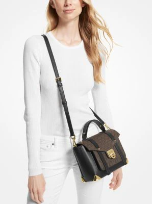 Manhattan Medium Leather and Logo Satchel - Image 19