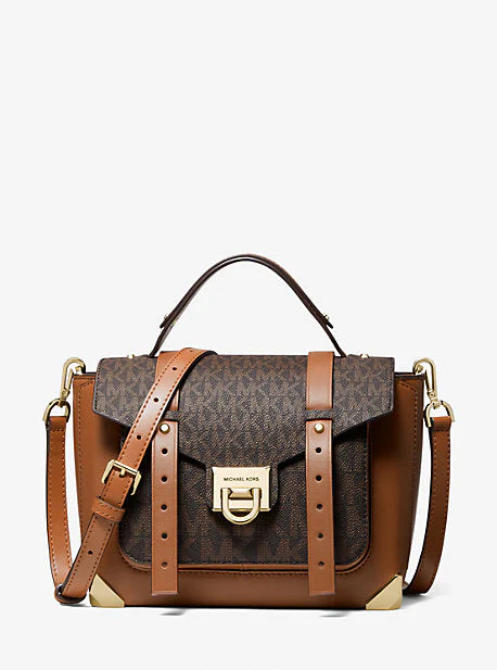 Manhattan Medium Leather and Logo Satchel - Image 20