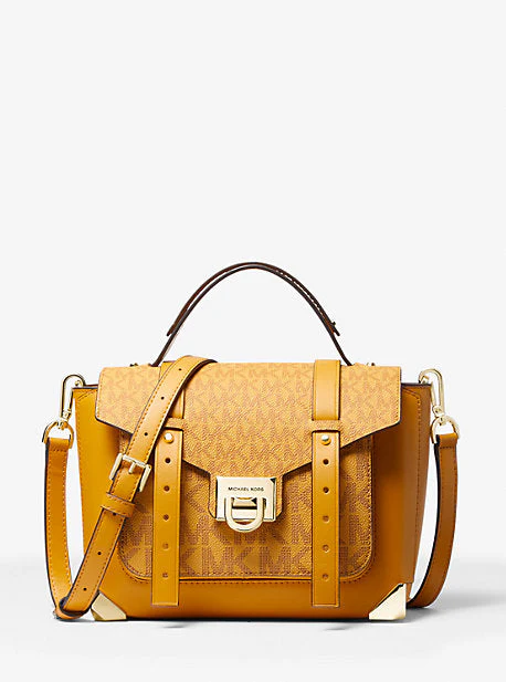 Manhattan Medium Leather and Logo Satchel - Image 24