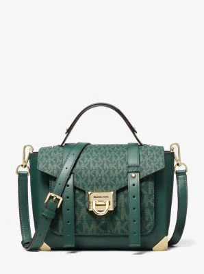 Manhattan Medium Leather and Logo Satchel - Image 33