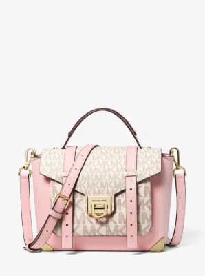 Manhattan Medium Leather and Logo Satchel - Image 37
