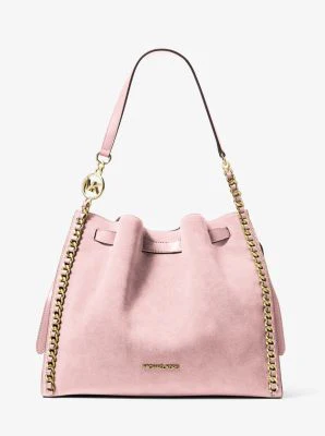 Mina Large Suede Chain Shoulder Bag - Image 13