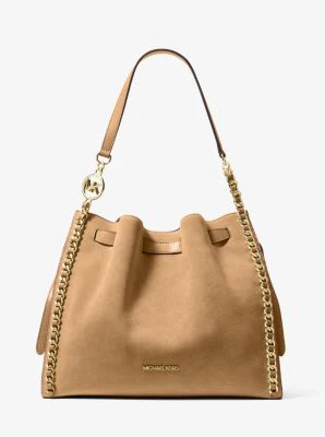 Mina Large Suede Chain Shoulder Bag - Image 14